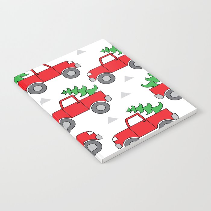 red trucks and christmas trees Notebook