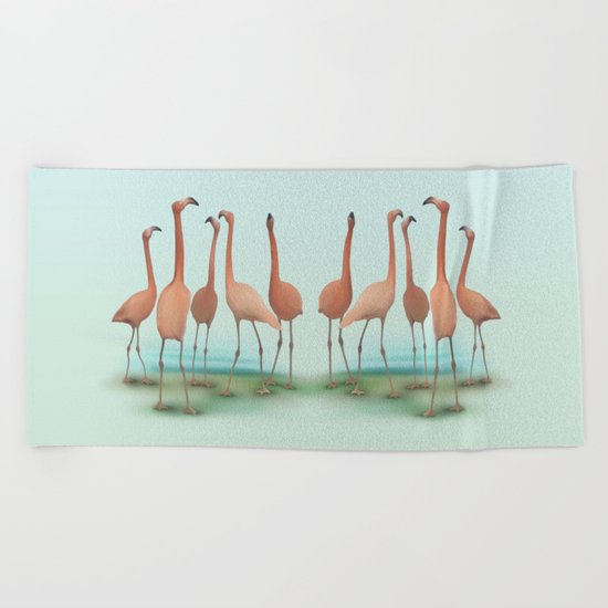 Flamingo Mingle Beach Towel