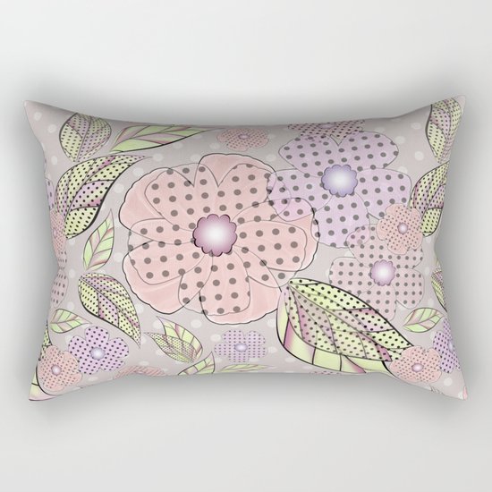 Flowers in polka dots. Rectangular Pillow