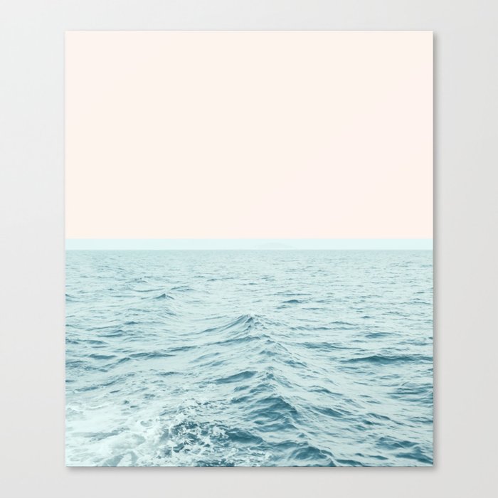 Sea Breeze, Minimal Nature Ocean Photography, Scenic Landscape Pastel Luxe Sea Canvas Print