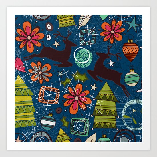 joyous jumble indigo Art Print
