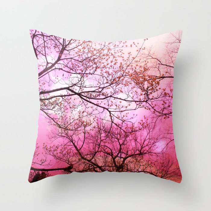 Surreal Pink Trees Nature  Throw Pillow
