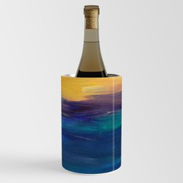 Abstract Blue Yellow Stripes Painting Wine Chiller