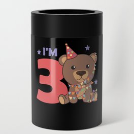 Third Birthday Bear For Children 3 Years Old Can Cooler