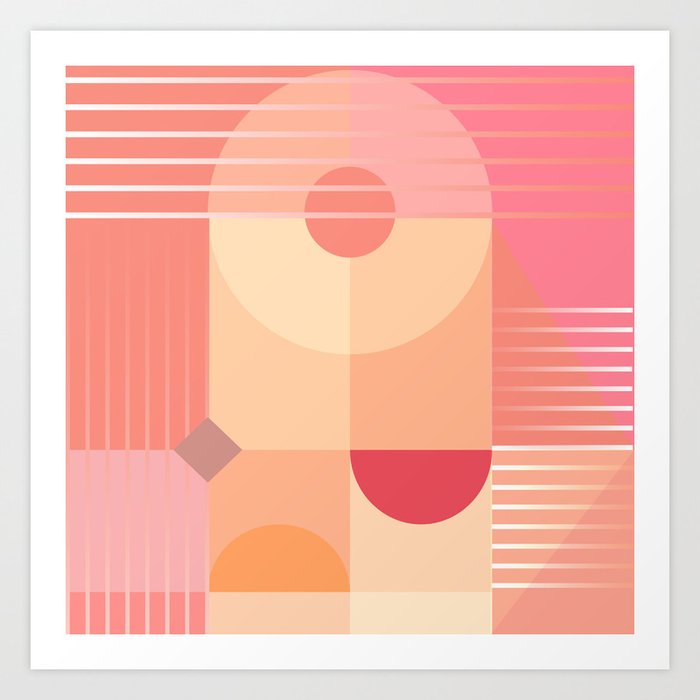 Coral Serenade - Geometric Pattern In Various Pink Tones Art Print
