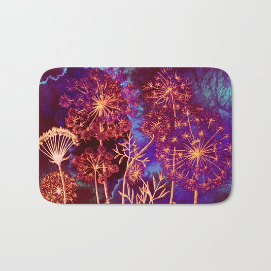 dandelions in the storm Bath Mat