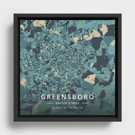 Greensboro, United States - Cream Blue Framed Canvas