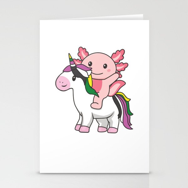 Ceterosexual Flag Pride Lgbtq Axolotl On Unicorn Stationery Cards