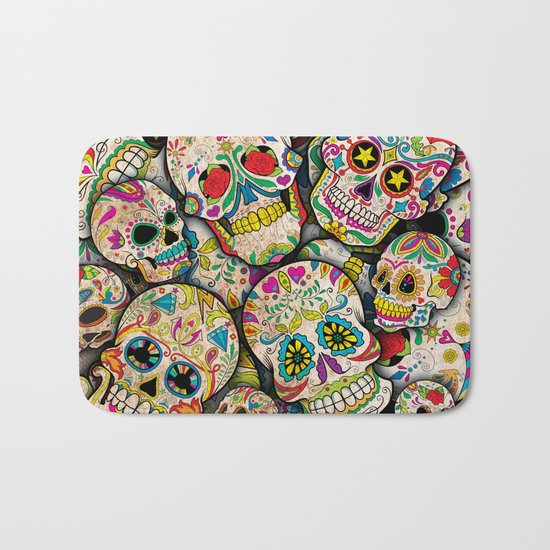 Sugar Skull Collage Bath Mat