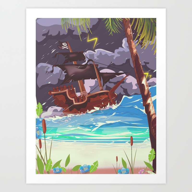 Pirate Ship In A Storm Art Print By Nicholasgreen Society6