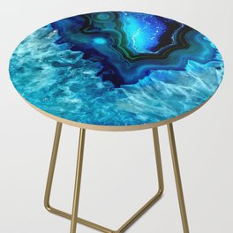 Turquoise Blue Teal Quartz Crystal Side Table