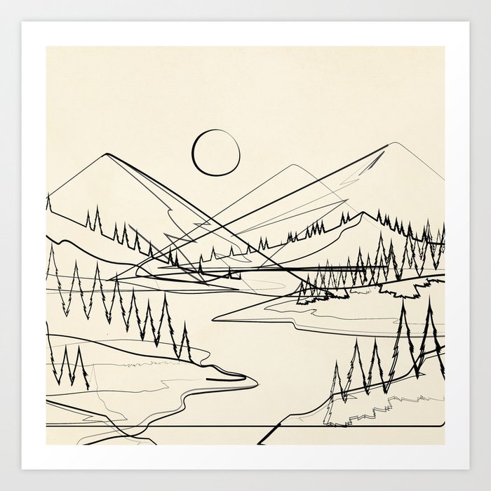 Line Wild Landscape 2 Art Print