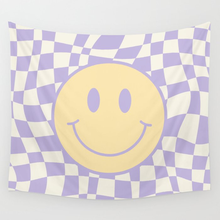 Smiley wavy checked Wall Tapestry