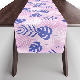 A Playful Colorful, Tropical Monstera Leaves, Palm Leaves Design Table Runner