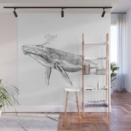 Humpback Whale with Bubbles Wall Mural