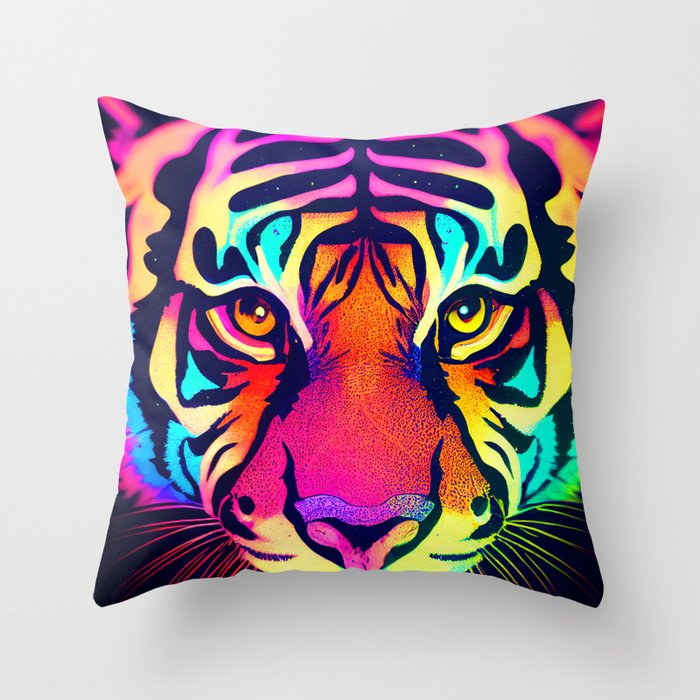 NEON TIGER Throw Pillow