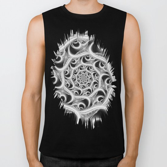 Fractal Web White on Black Biker Tank