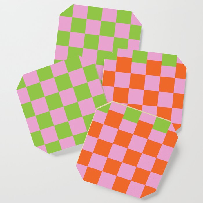 60s Colorful Groovy Checker Coaster