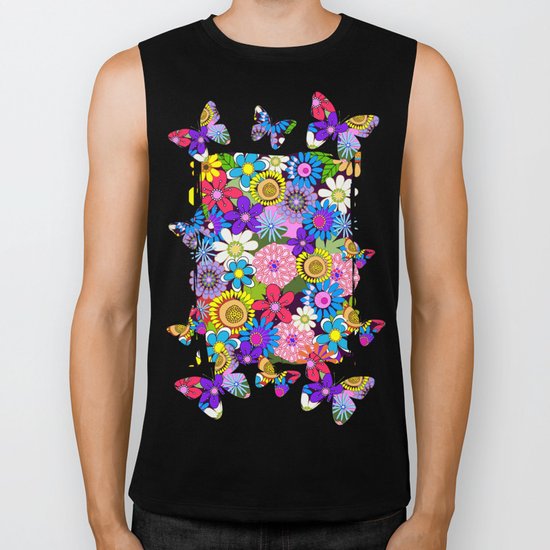 Cute Colourful Flowers Biker Tank