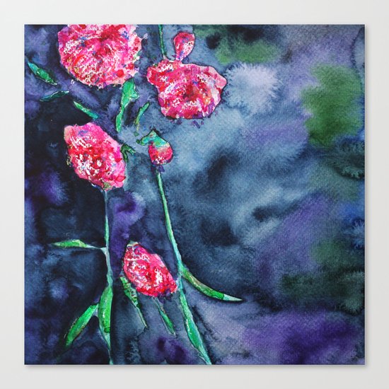 Flowers of the night || watercolor Canvas Print