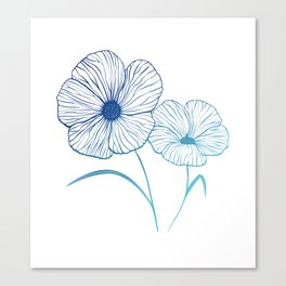 Flowers in a Light Blue Gradient Canvas Print