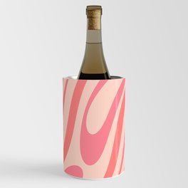 Wavy Loops Retro Abstract Pattern in Blush Pink Tones Wine Chiller