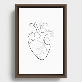 Single Line Anatomical Heart, Medical Wall Decor Framed Canvas
