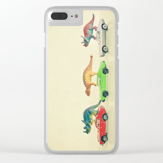 Dinosaurs Ride Cars Clear iPhone Case