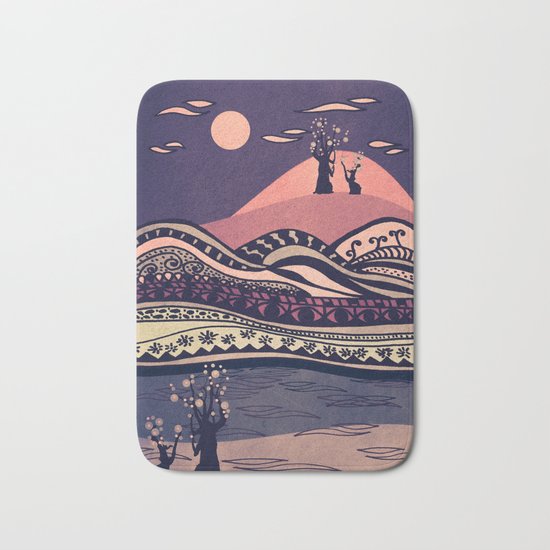 Psychedelic mountains (colour option) Bath Mat