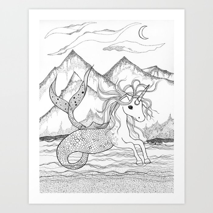 Unicorn Mermaid Art Print