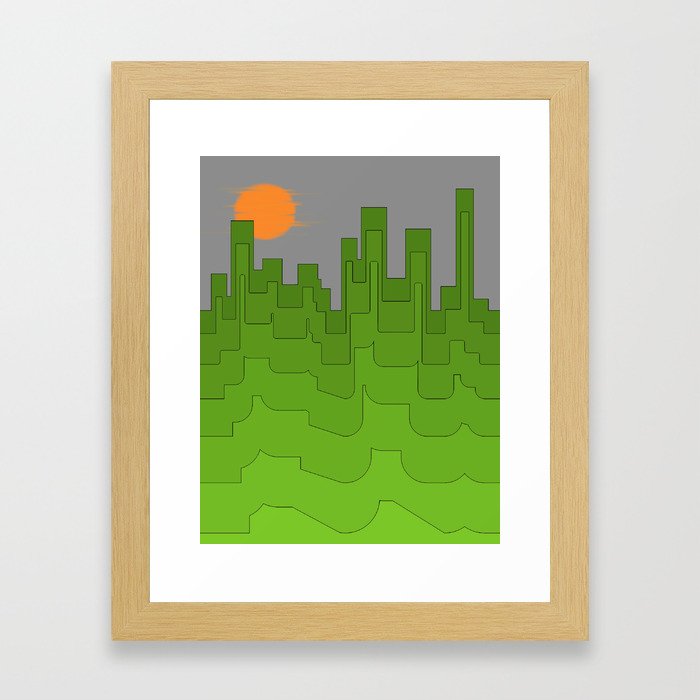 cityscape.olive Framed Art Print