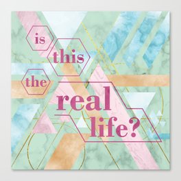 Is this the real life - A Green Marble Puzzle contemporary abstraction Canvas Print