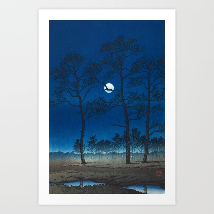 Winter Moon Over Toyama Plain - Vintage Japanese Woodblock Print Art Art Print