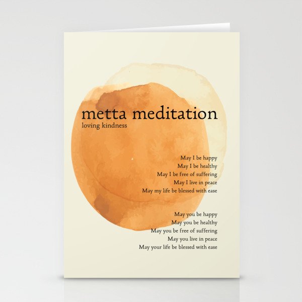 Metta Meditation Orange Loving Kindness Stationery Cards