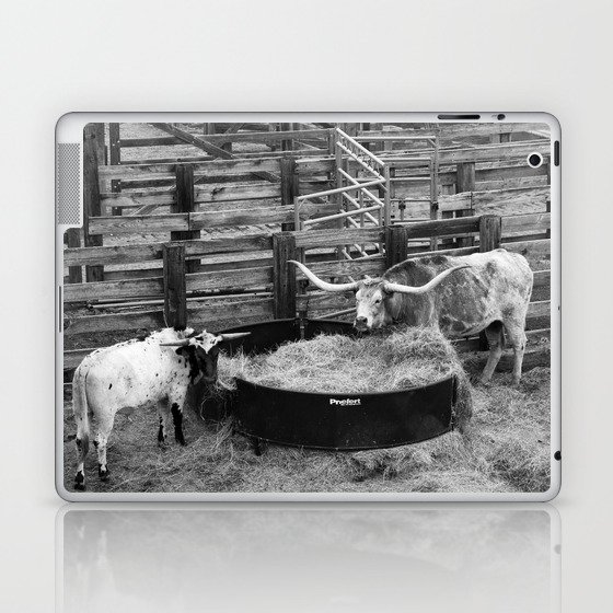 Two Longhorn Cows in the Stockyards - Fort Worth, TX Laptop & iPad Skin