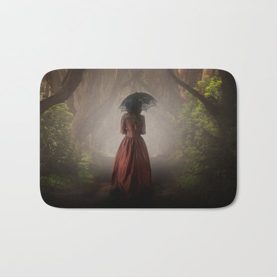 Satin red dress Bath Mat