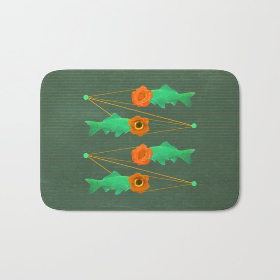 fishes and flowers color option Bath Mat