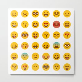Cute Set of Emojis Metal Print