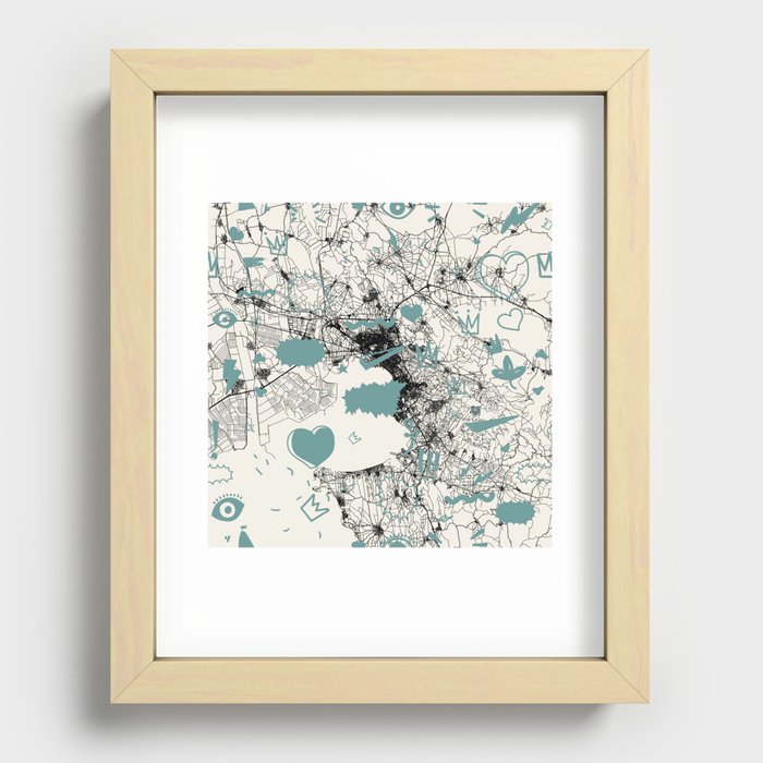 Thessaloniki, Greece - City Map Collage Recessed Framed Print