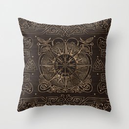Vegvisir - Viking Compass Ornament Throw Pillow