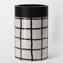 Monochrome Retro Modern Checkered Plaid Can Cooler