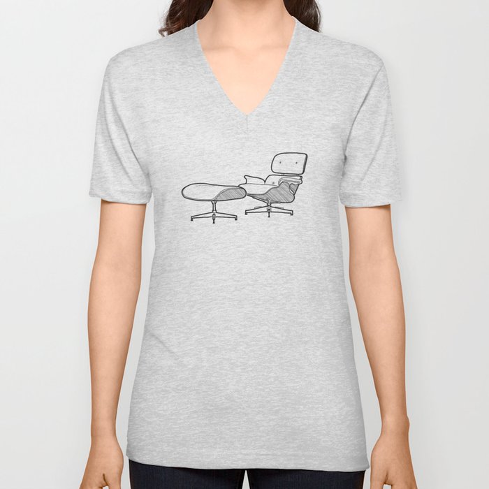 Mid-century - Eames Lounge Chair Sketch (B) V Neck T Shirt
