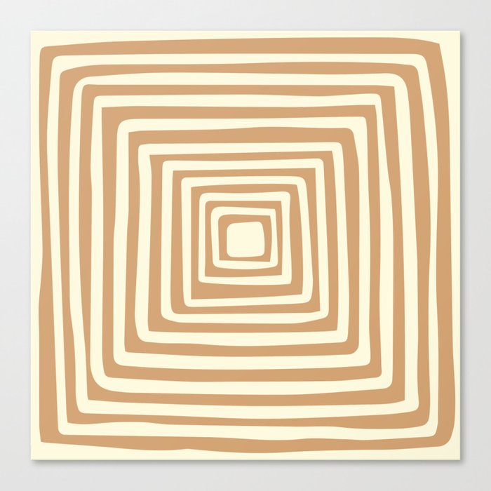 Abstract Concentric Squares Shapes Art - Tan and Blanched Almond Canvas Print