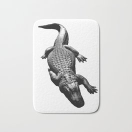 Alligators Love to Swim Badematte | Photo, Reptile, Florida, Long Exposure, Black And White, Digital, Animal, Alligator, Swamp, Beach 