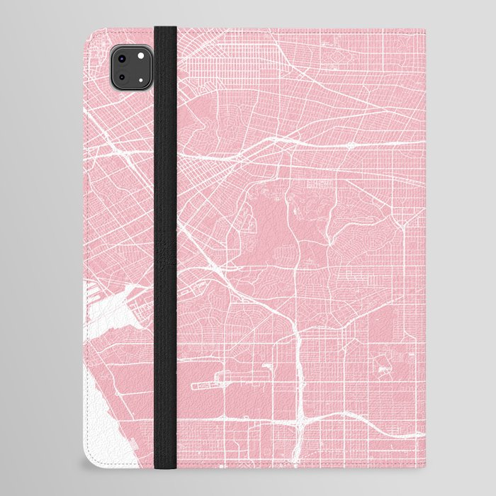 Los Angeles, CA, City Map - Pink iPad Folio Case