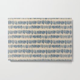 Blue & Beige Bold Grunge Vertical Stripe Dash Line Pattern Inspired by 2020 Color of the Year Metal Print