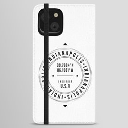 Indianapolis, Indiana, USA - 1 - City Coordinates Typography Print - Classic, Minimal iPhone Wallet Case
