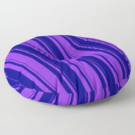 [ Thumbnail: Blue & Purple Colored Pattern of Stripes Floor Pillow ]