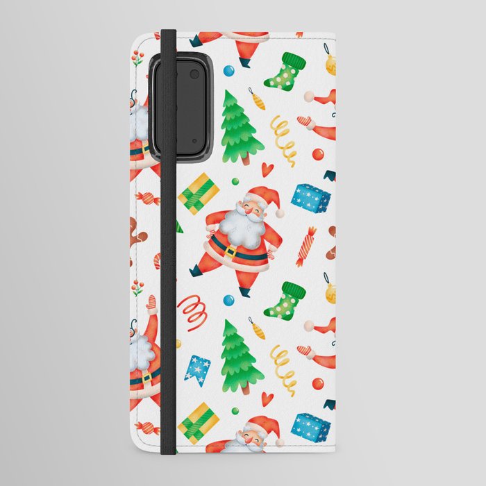 Cute Cartoon Christmas Santa Claus Seamless Pattern 01 Android Wallet Case