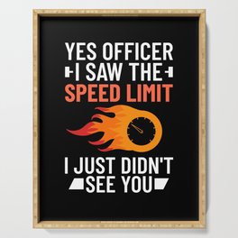 Speed Limit Sign Race Car Racer Street Racing Serving Tray